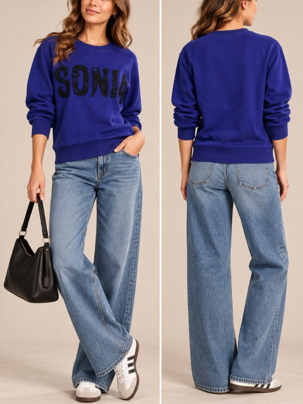 SONIA by Sonia Rykiel Blue Logo Graphic Cotton Sweatshirt Size M